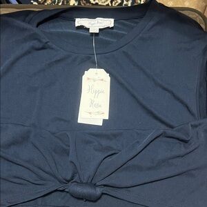 Hippie Rose Blue Tie Front Short Sleeve T-Shirt